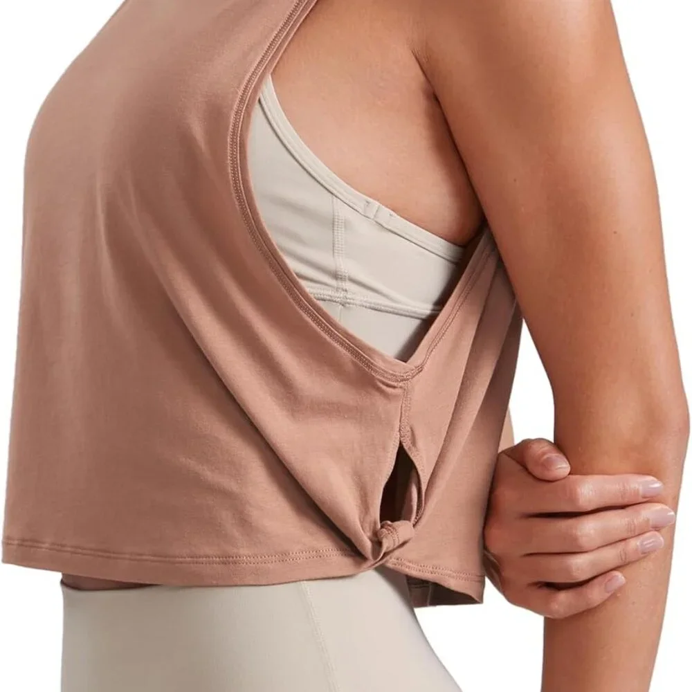 CRZ YOGA Pima Cotton Cropped Workout Tank Tops Women Medium - Picture 5 of 9